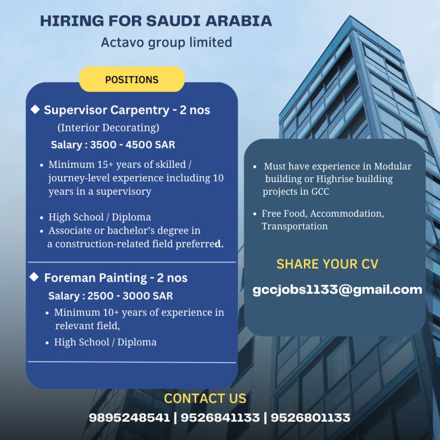 Exciting Job Opportunities in Saudi Arabia with Actavo Group Limited – Apply Now!