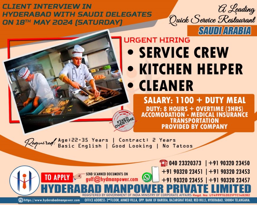 CLIENT INTERVIEW IN HYDERABAD FOR SAUDI ARABIA