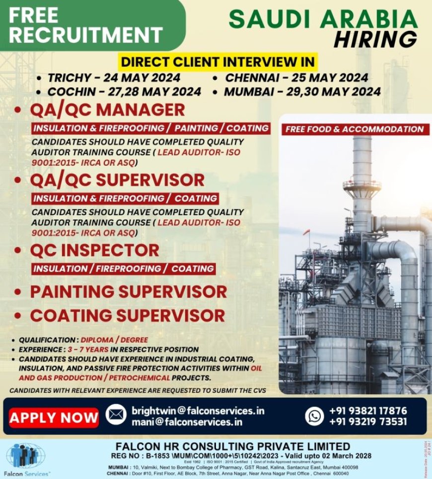 Jobs in Saudi Arabia for QA/QC Professionals: Apply Now!