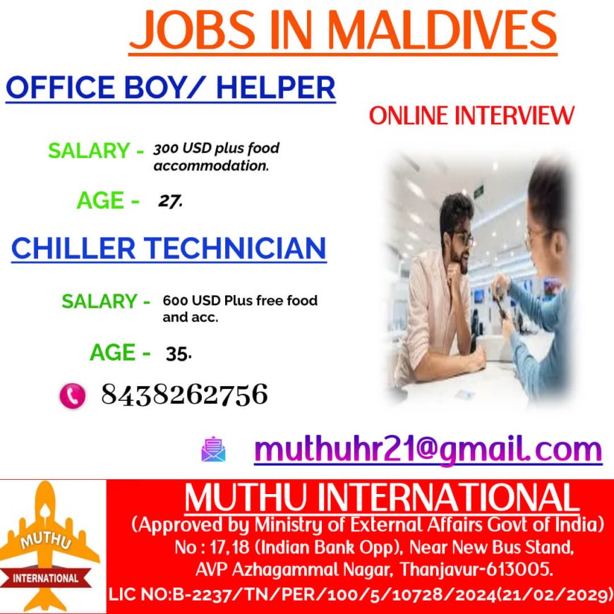 Job Opportunities in the Maldives with Muthu International