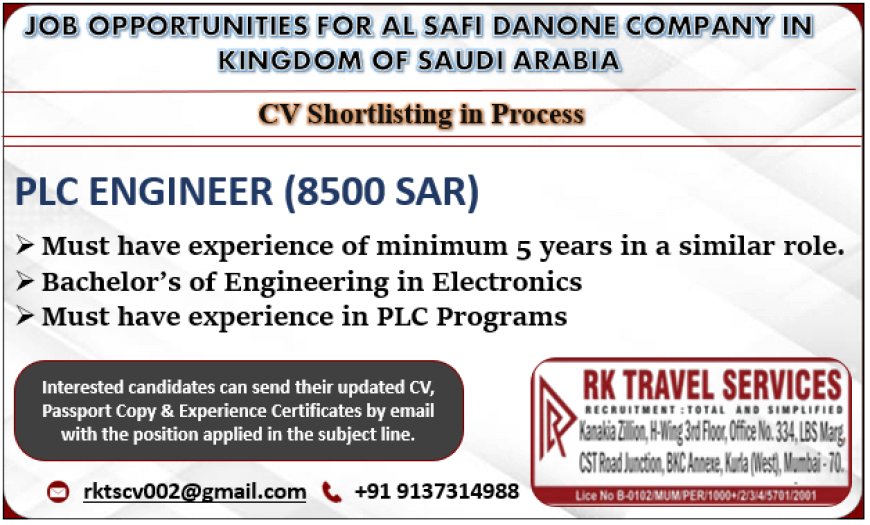Career Opportunity at Al Safi Danone Company in Kingdom of Saudi Arabia