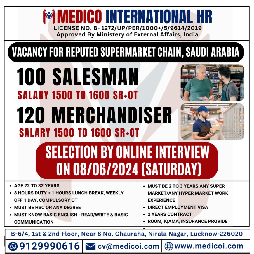 Job Openings at a Reputed Supermarket Chain in Saudi Arabia