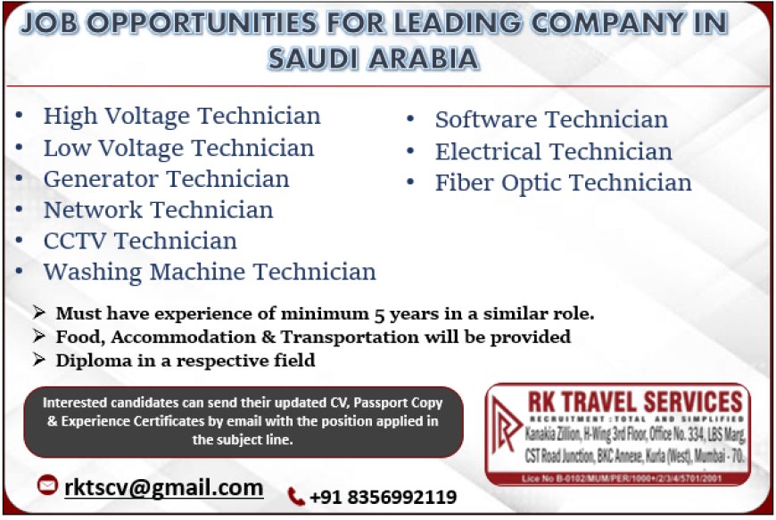 Exciting Job Opportunities for Technicians in Saudi Arabia