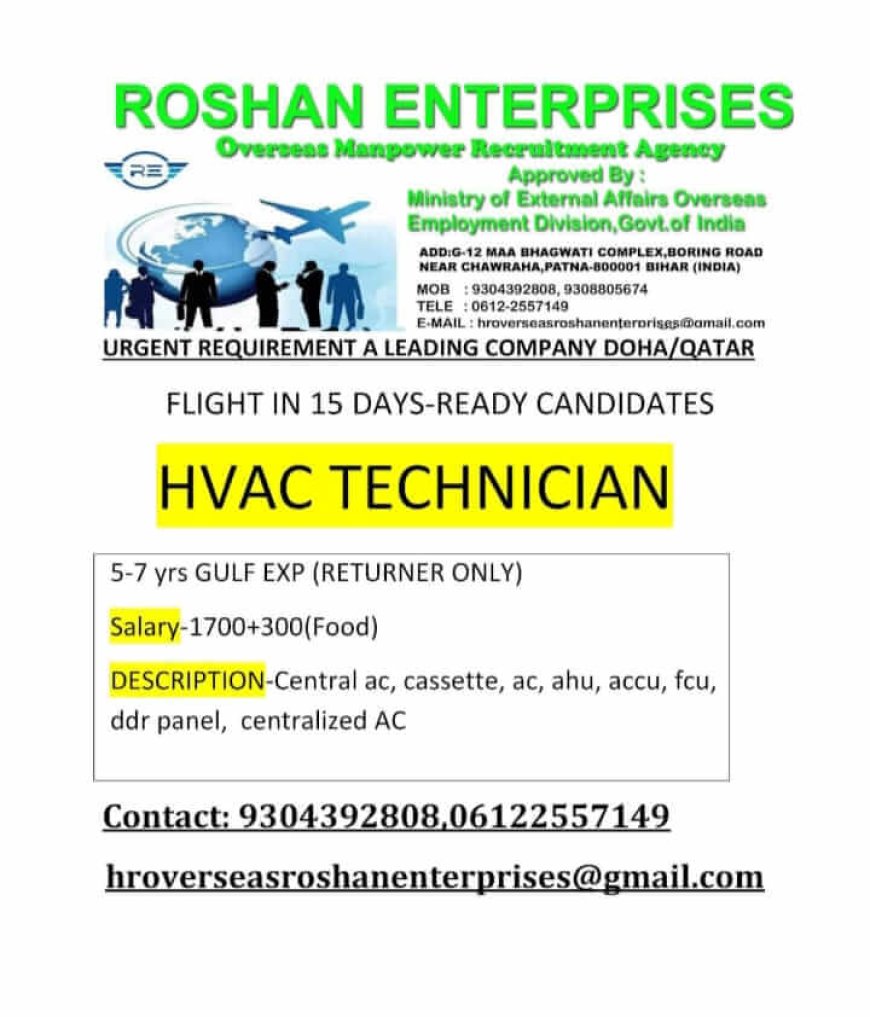 Urgent Requirement for a Leading Company in Doha, Qatar