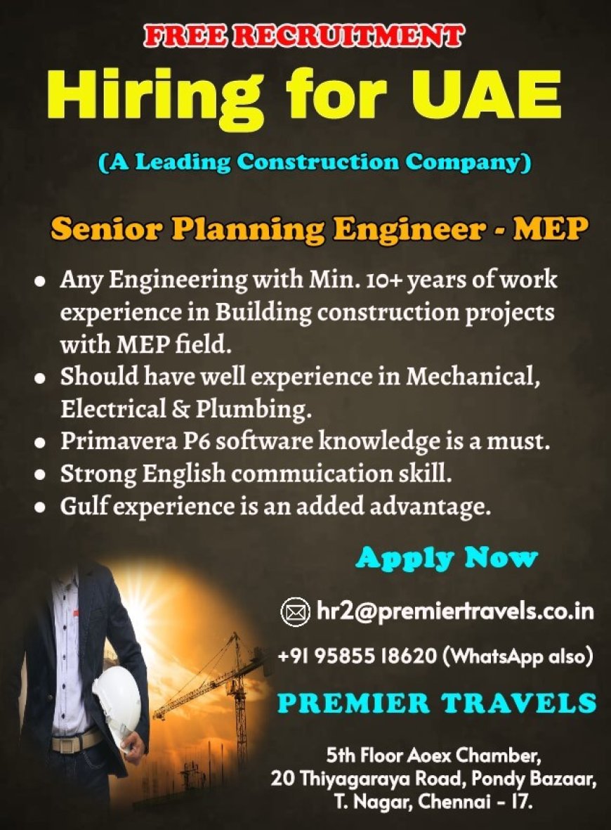 Job Opportunity: Senior Planning Engineer - MEP
