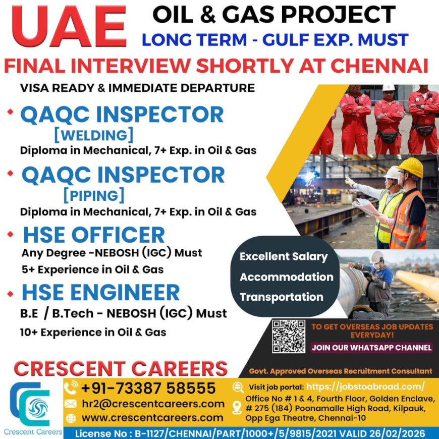 Jobs in UAE Oil & Gas Sector with Crescent Careers