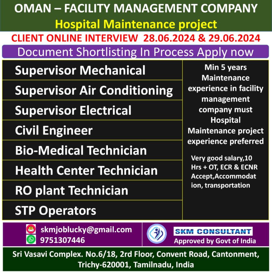 Facility Management Company Hiring for Hospital Maintenance Project in Oman