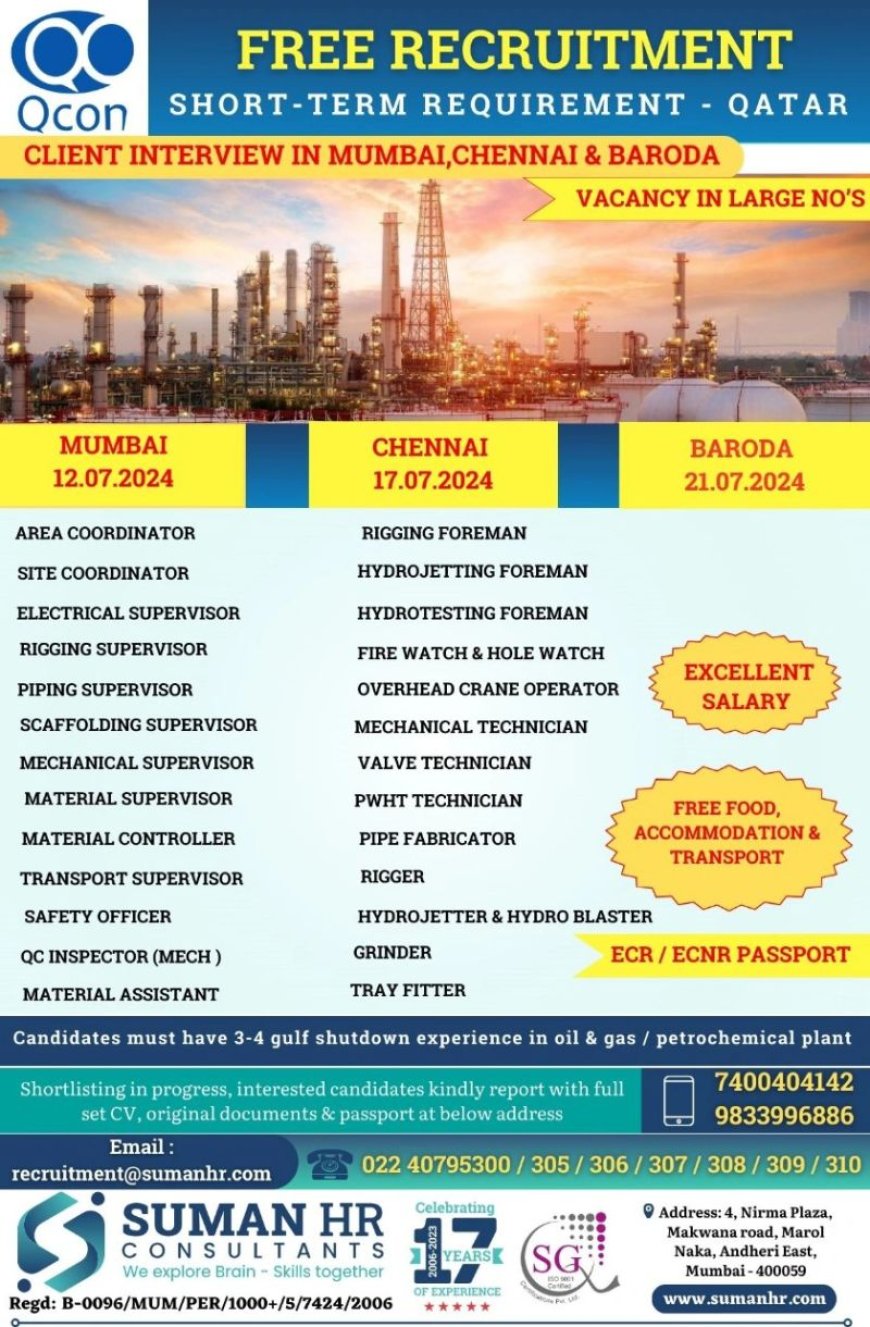 Free Recruitment for Short-Term Requirements in Qatar with Qcon