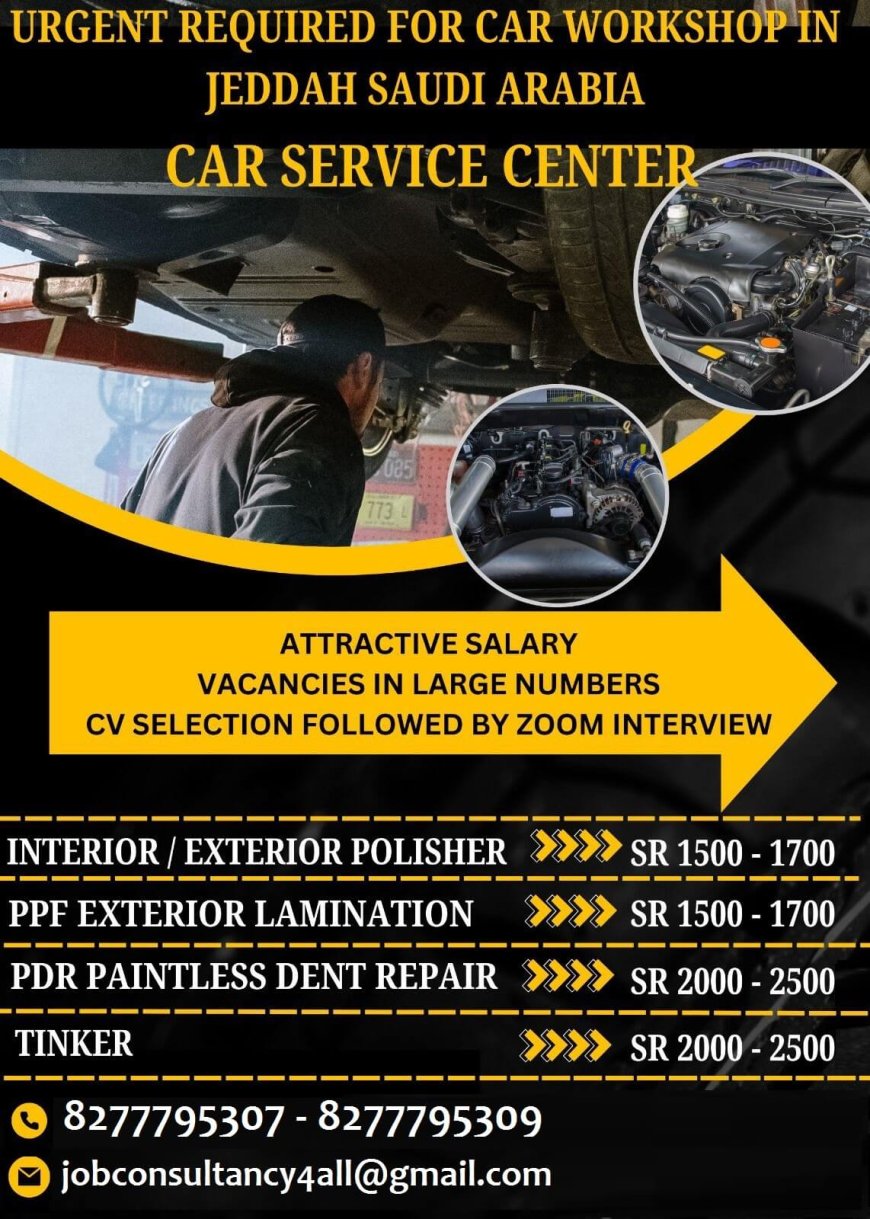 Urgent Job Openings for Car Workshop in Jeddah, Saudi Arabia