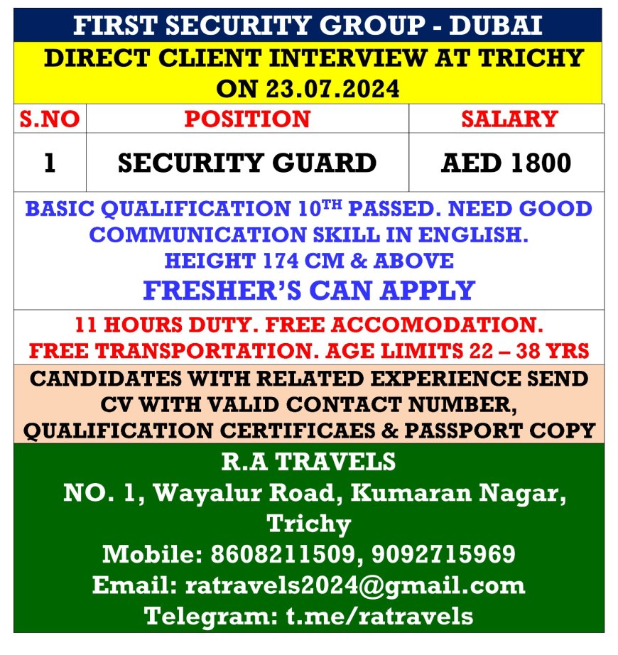 Urgent Security jobs in Dubai - Fresher's Can Apply