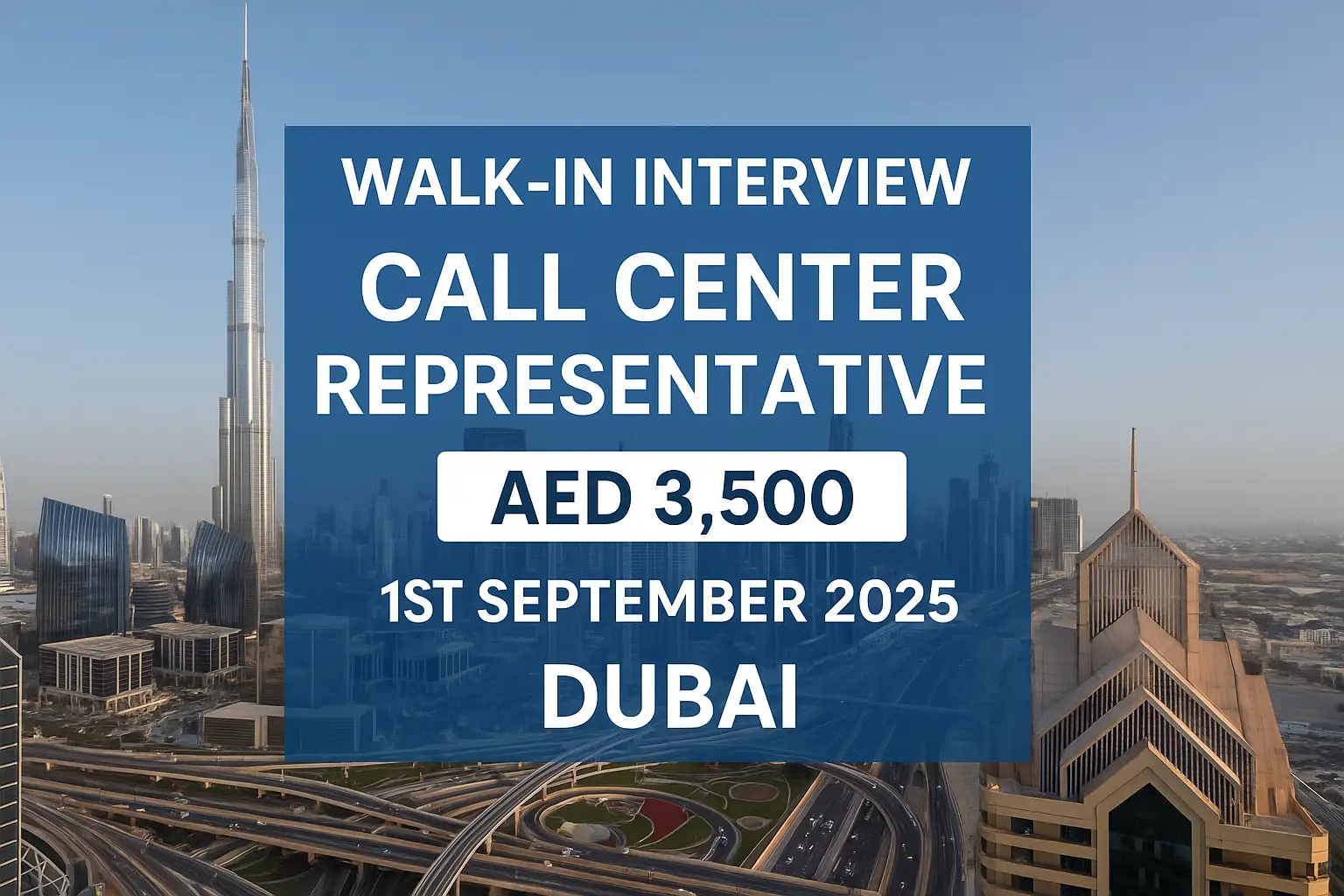 Walk-in Interview for Call Center Representative in Dubai – AED 3,500 Salary