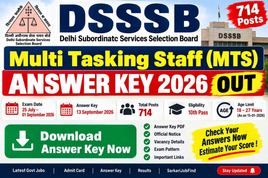 DSSSB MTS Answer Key 2026