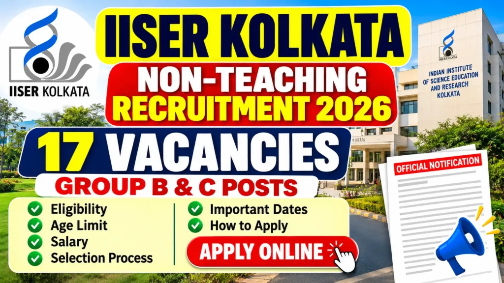 IISER Kolkata Non-Teaching Recruitment 2026: Apply Online for 17 Group B & C Vacancies
