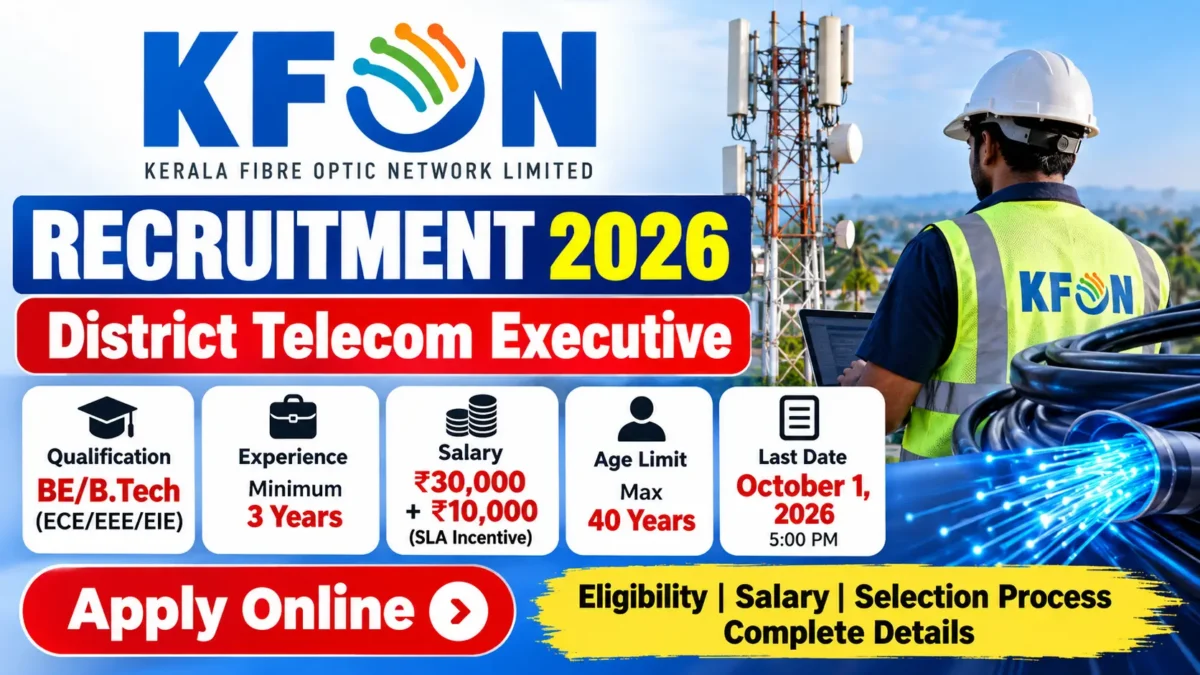 KFON Recruitment 2026: Apply Online for District Telecom Executive Post | Eligibility, Salary & Last Date