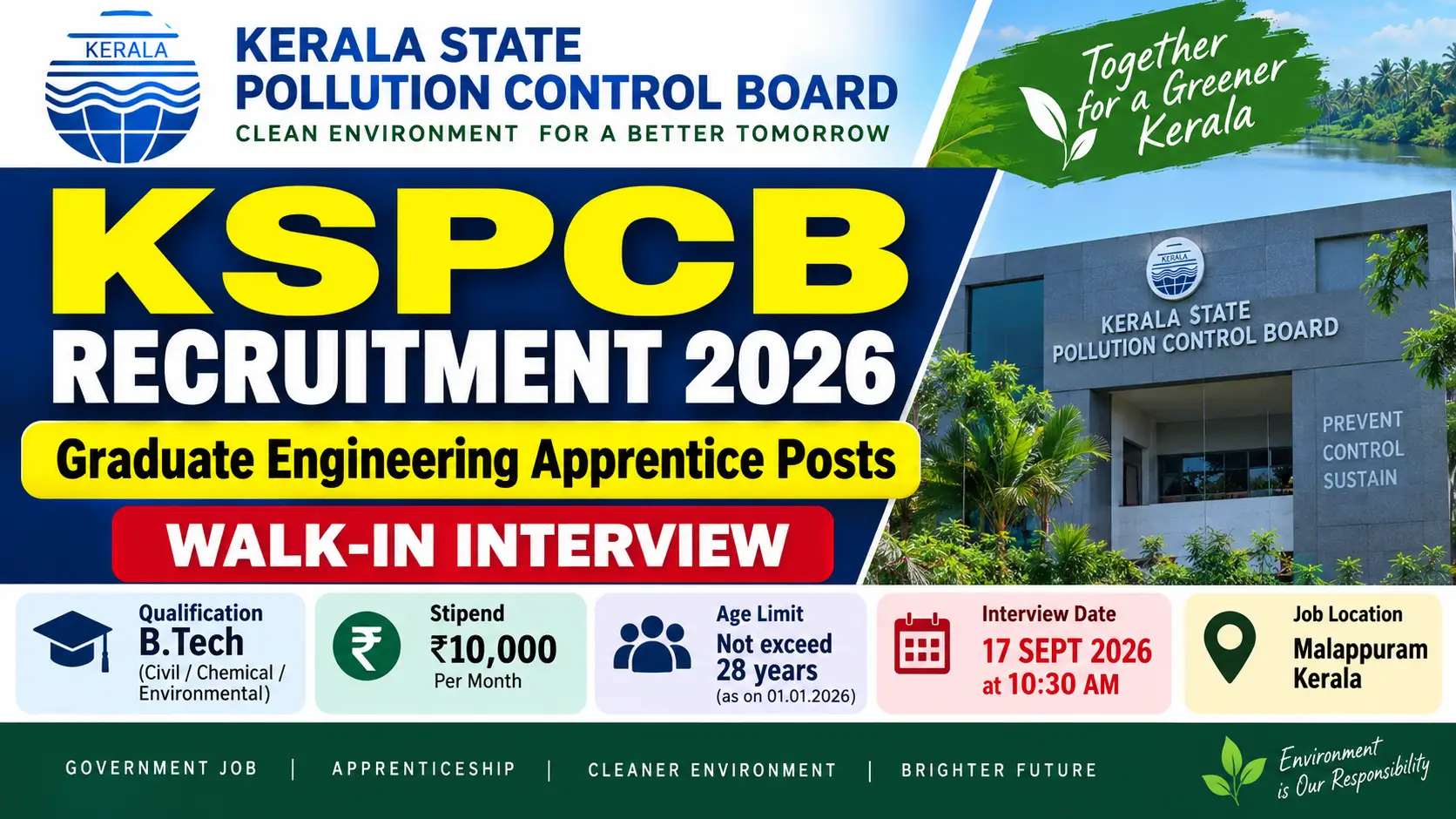 KSPCB Recruitment 2026: Walk-In Interview for Graduate Engineering Apprentice Posts | Eligibility, Stipend & Interview Date