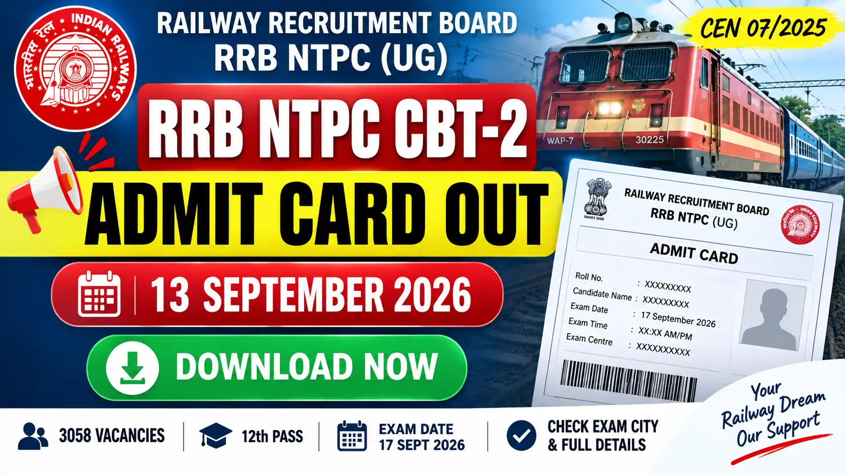 Railway RRB NTPC UG CBT-II Admit Card 2026 โ OUT, Download Link